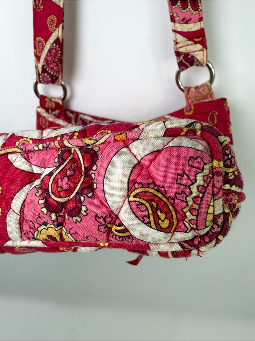 VERA BRADLEY Hipster Crossbody Purse - Rosy Posies Pink Red 10x10x2 - Picture 5 of 13